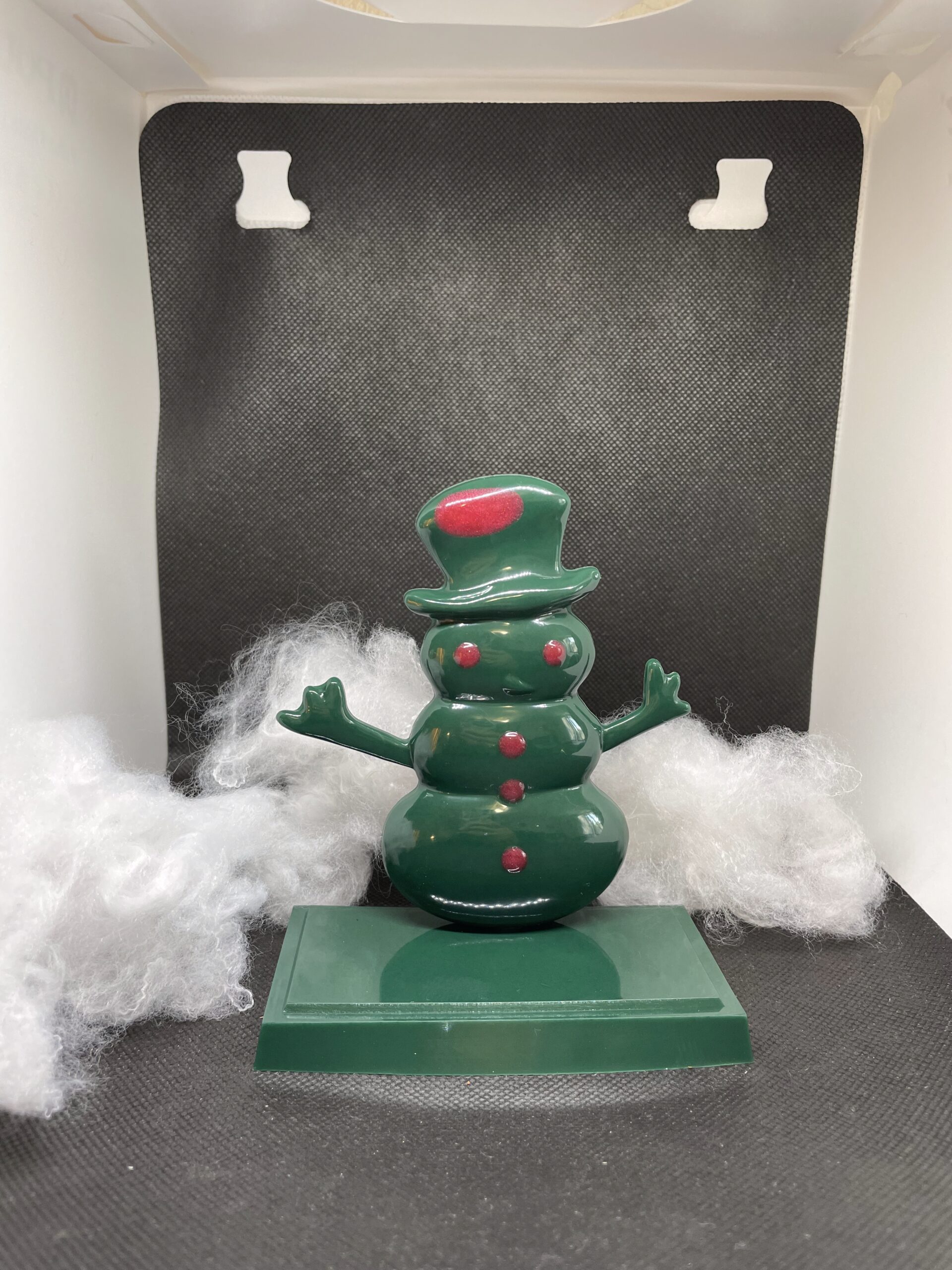 Bonhomme de neige sur pied vert & rouge