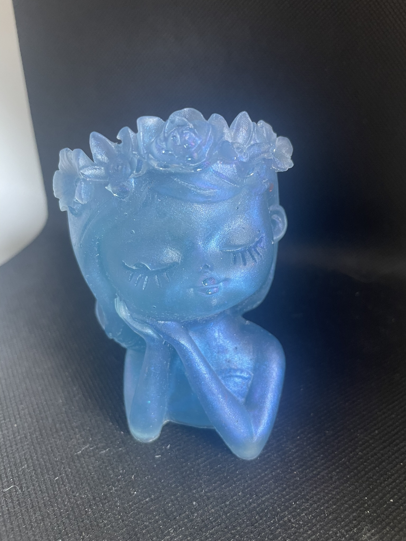 Pot bougeoir femme bleu pailleté