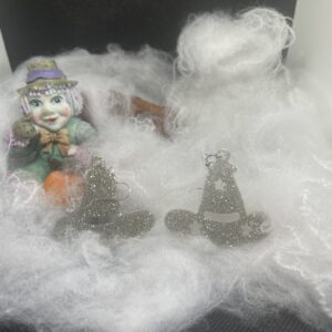 Boucles d'oreilles chapeaux de sorcières grises pailletées
