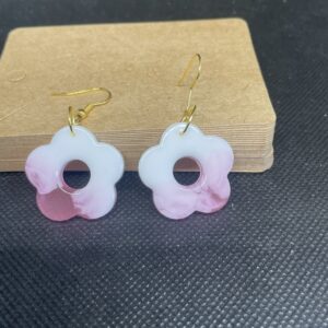 Boucles d'oreilles pampilles blanches & roses