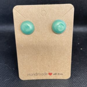 Petites boucles d'oreilles rondes vertes pailletées