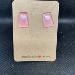 Petites boucles d'oreilles rectangles roses claires