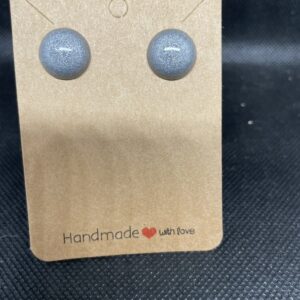 Petites boucles d'oreilles rondes grises pailletées