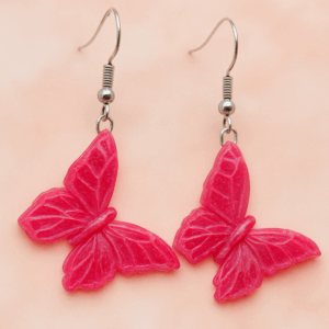 Boucles d'oreilles papillons roses