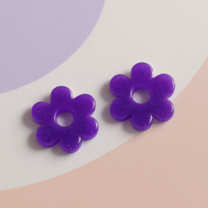 paire de pampilles fleurs violettes pailletées