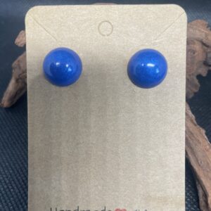 Petites boucles d'oreilles rondes bleu pétrole