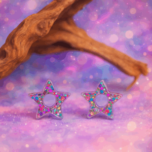paire de minis pampilles étoiles multicolores