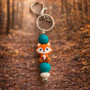porte clés renard en perles silicone