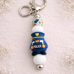 porte clés policier en perles silicone