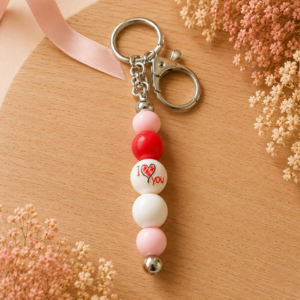 porte clés j love you en perles silicone