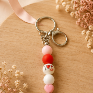 porte clés j love you en perles silicone